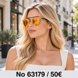 Γυναικεία γυαλιά ηλίου 63179 με πορτοκαλί καθρέφτη — μοντέλο στην πόλη