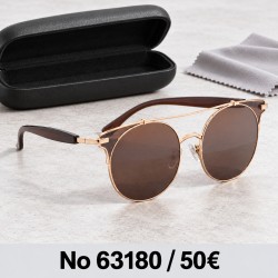 Γυναικεία γυαλιά ηλίου 63180 με ροζ χρυσό σκελετό και καφέ φακούς — κοντινή παρουσίαση προϊόντος