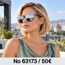 Γυναικεία γυαλιά ηλίου 63173 με ασημί γκρι πολωτικούς φακούς καθρέφτη — φορεμένα από μοντέλο, λήψη 3