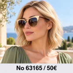 Γυαλιά ηλίου 63165 Cat Eye Χρυσά με Καφέ Φακούς — φορεμένα από μοντέλο, λήψη 3