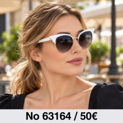 Γυαλιά ηλίου 63164 Cat Eye Λευκά με Χρυσές Λεπτομέρειες — φορεμένα από μοντέλο, λήψη 2