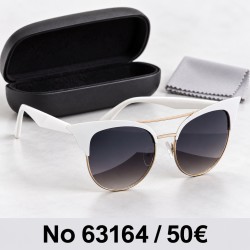 Γυαλιά ηλίου 63164 Cat Eye Λευκά με Χρυσές Λεπτομέρειες — με θήκη και πανάκι