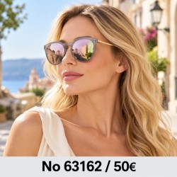 Γυαλιά ηλίου 63162 Στρογγυλά Ροζ Καθρέφτης — φορεμένα από μοντέλο, λήψη 1