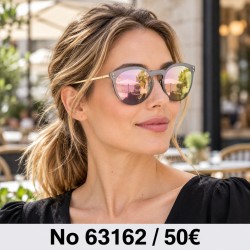 Γυαλιά ηλίου 63162 Στρογγυλά Ροζ Καθρέφτης — φορεμένα από μοντέλο, λήψη 2