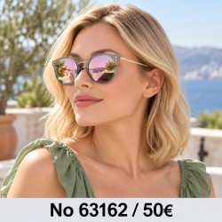 Γυαλιά ηλίου 63162 Στρογγυλά Ροζ Καθρέφτης — φορεμένα από μοντέλο, λήψη 3