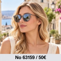 Γυαλιά ηλίου 63159 Στρογγυλά Ασημί Καθρέφτης — φορεμένα από μοντέλο, λήψη 1