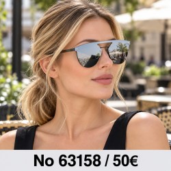 Γυαλιά ηλίου 63158 Ασημί Καθρέφτης με Διπλή Γέφυρα — φορεμένα από μοντέλο, λήψη 2