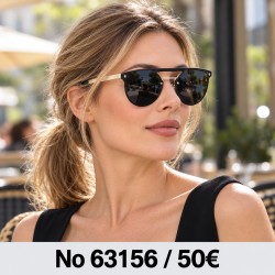 Γυαλιά ηλίου 63156 Μαύρα Polarized με Χρυσές Λεπτομέρειες — φορεμένα από μοντέλο, λήψη 2