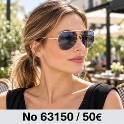 Γυαλιά ηλίου 63150 Aviator Χρυσά με Γκρι Φακούς — φορεμένα από μοντέλο, λήψη 2