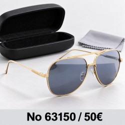 Γυαλιά ηλίου 63150 Aviator Χρυσά με Γκρι Φακούς — με θήκη και πανάκι