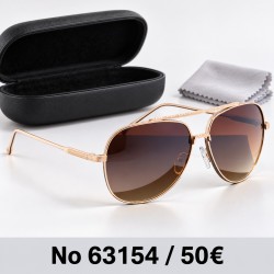 Γυαλιά ηλίου 63154 Aviator Ροζ Χρυσό με Καφέ Φακούς — με θήκη και πανάκι