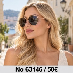 Γυαλιά ηλίου 63146 Aviator Ροζ Χρυσό με Σκούρους Φακούς — φορεμένα από μοντέλο, λήψη 1