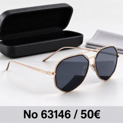 Γυαλιά ηλίου 63146 Aviator Ροζ Χρυσό με Σκούρους Φακούς — με θήκη και πανάκι