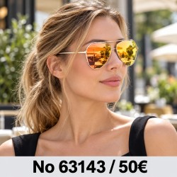 Γυαλιά ηλίου 63143 Aviator Χρυσά με Πορτοκαλί Καθρέφτη — φορεμένα από μοντέλο, λήψη 2