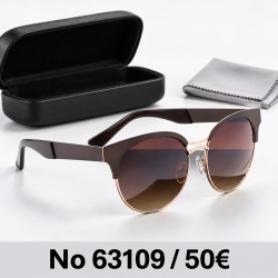 Γυαλιά ηλίου 63109 Cat Eye Καφέ με Καφέ Φακούς — με θήκη και πανάκι