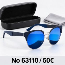 Γυαλιά ηλίου 63110 Cat Eye Μπλε με Μπλε Καθρέφτη — με θήκη και πανάκι